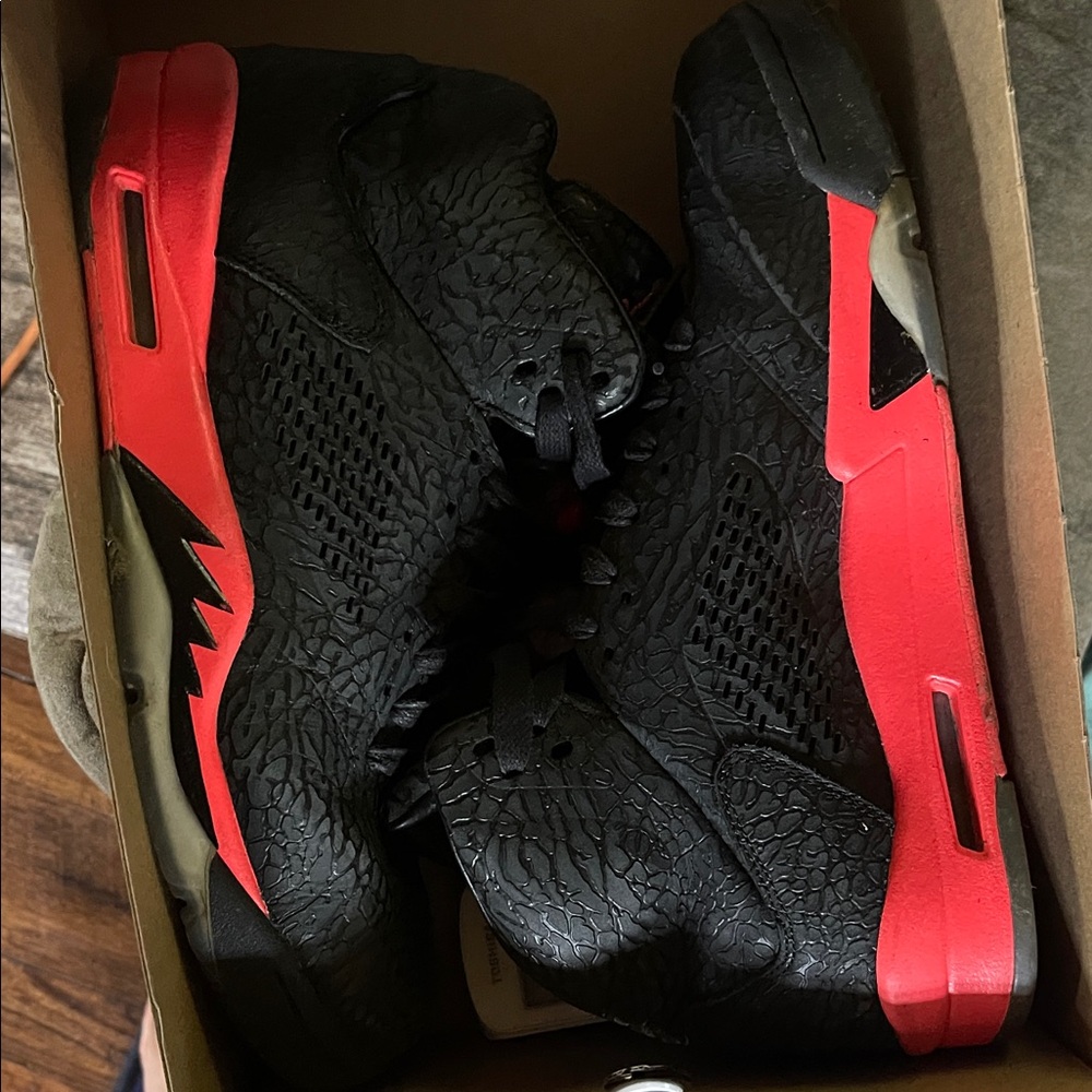 Jordan Black and Red Embossed Sneakers